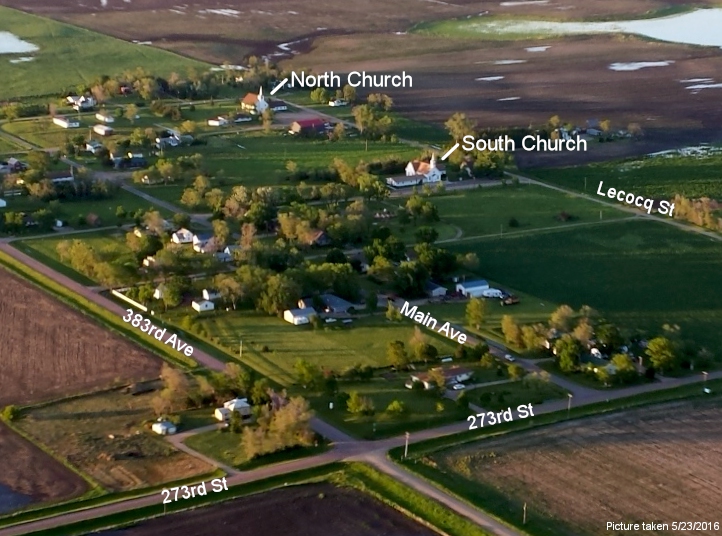 Aerial view of Harrison churches